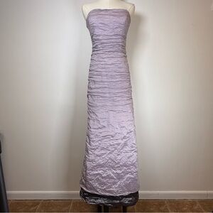 Nicole Miller Signature Crinkle Gown Ruched Techno Metallic Women’s Size 10